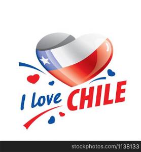 The national flag of the Chile and the inscription I love Chile. Vector illustration.. The national flag of the Chile and the inscription I love Chile. Vector illustration