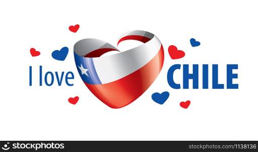 The national flag of the Chile and the inscription I love Chile. Vector illustration.. The national flag of the Chile and the inscription I love Chile. Vector illustration