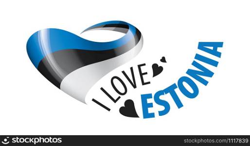 The national flag of the Estonia and the inscription I love Estonia. Vector illustration.. The national flag of the Estonia and the inscription I love Estonia. Vector illustration