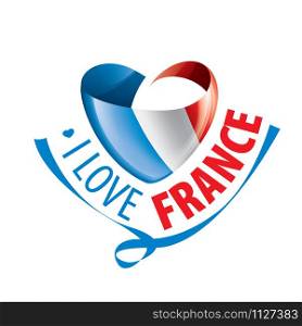 The national flag of the France and the inscription I love France. Vector illustration.. The national flag of the France and the inscription I love France. Vector illustration