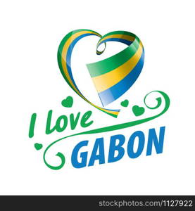 The national flag of the Gabon and the inscription I love Gabon. Vector illustration.. The national flag of the Gabon and the inscription I love Gabon. Vector illustration