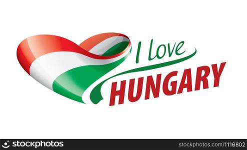 The national flag of the Hungary and the inscription I love Hungary. Vector illustration.. The national flag of the Hungary and the inscription I love Hungary. Vector illustration