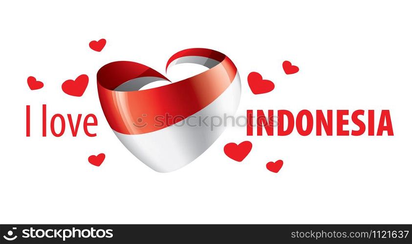 The national flag of the Indonesia and the inscription I love Indonesia. Vector illustration.. The national flag of the Indonesia and the inscription I love Indonesia. Vector illustration