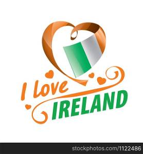 The national flag of the Ireland and the inscription I love Ireland. Vector illustration,. The national flag of the Ireland and the inscription I love Ireland. Vector illustration