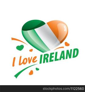 The national flag of the Ireland and the inscription I love Ireland. Vector illustration,. The national flag of the Ireland and the inscription I love Ireland. Vector illustration