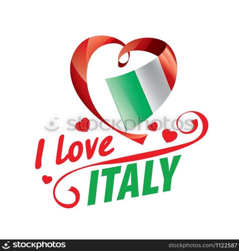 The national flag of the Italy and the inscription I love Italy. Vector illustration.. The national flag of the Italy and the inscription I love Italy. Vector illustration