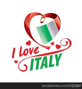 The national flag of the Italy and the inscription I love Italy. Vector illustration.. The national flag of the Italy and the inscription I love Italy. Vector illustration