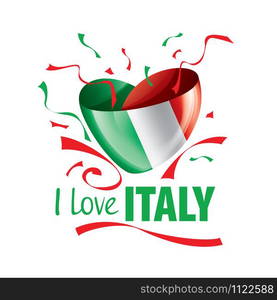 The national flag of the Italy and the inscription I love Italy. Vector illustration.. The national flag of the Italy and the inscription I love Italy. Vector illustration