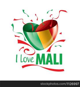 The national flag of the Mali and the inscription I love Mali. Vector illustration.. The national flag of the Mali and the inscription I love Mali. Vector illustration