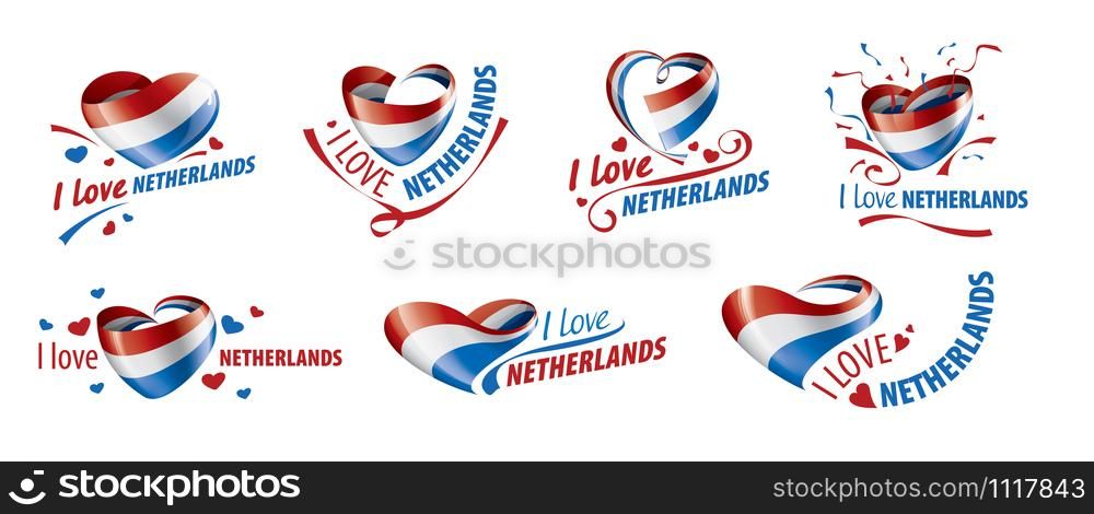 The national flag of the Netherlands and the inscription I love Netherlands. Vector illustration.. The national flag of the Netherlands and the inscription I love Netherlands. Vector illustration