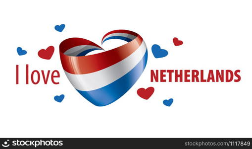 The national flag of the Netherlands and the inscription I love Netherlands. Vector illustration.. The national flag of the Netherlands and the inscription I love Netherlands. Vector illustration