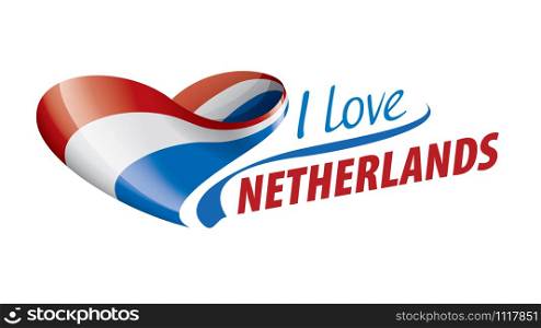 The national flag of the Netherlands and the inscription I love Netherlands. Vector illustration.. The national flag of the Netherlands and the inscription I love Netherlands. Vector illustration