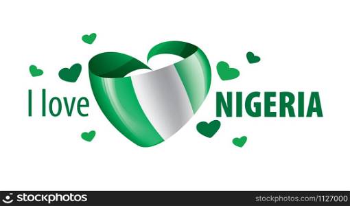 The national flag of the Nigeria and the inscription I love Nigeria Vector illustration.. The national flag of the Nigeria and the inscription I love Nigeria Vector illustration