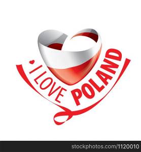 The national flag of the Poland and the inscription I love Poland. Vector illustration.. The national flag of the Poland and the inscription I love Poland. Vector illustration