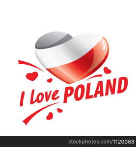 The national flag of the Poland and the inscription I love Poland. Vector illustration.. The national flag of the Poland and the inscription I love Poland. Vector illustration