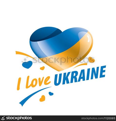 The national flag of the Ukraine and the inscription I love Ukraine. Vector illustration.. The national flag of the Ukraine and the inscription I love Ukraine. Vector illustration