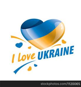The national flag of the Ukraine and the inscription I love Ukraine. Vector illustration.. The national flag of the Ukraine and the inscription I love Ukraine. Vector illustration
