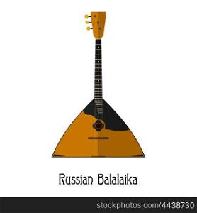 The national Russian musical instrument on a white background. Balalaika. Flat style. Isolate. Subject of Russian culture. Stock vector illustration