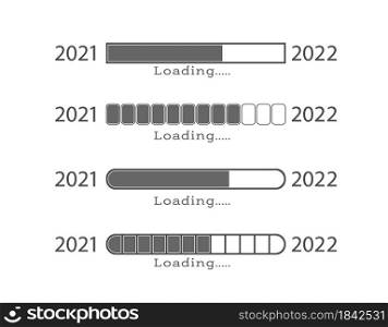 The new year is 2022. Download 2022. The loading bar. A collection of vector illustrations for design. Flat style.