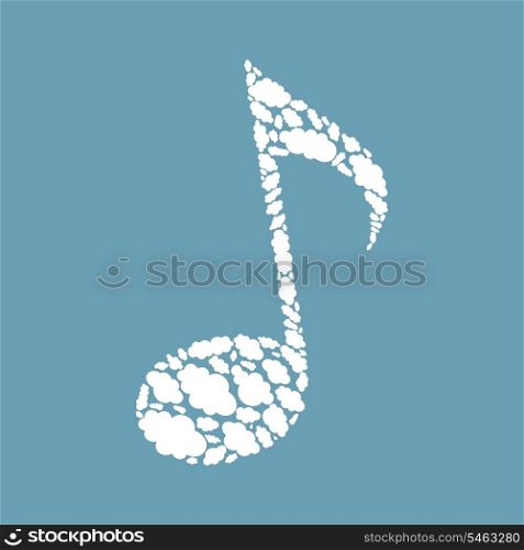 The note made of clouds. A vector illustration