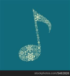 The note made of snowflakes. A vector illustration
