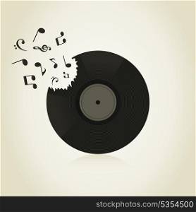 The note take off from Vinyl. A vector illustration