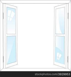 The Open window on white background is insulated.Vector illustration. Open window