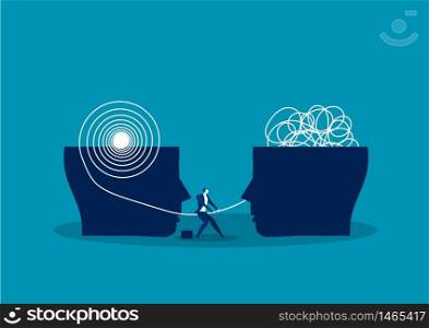 The opposite mindset chaos and order in thoughts concept. vector illustration