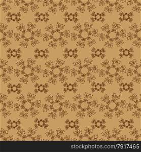 The ornament on a brown background. composed of circular shapes