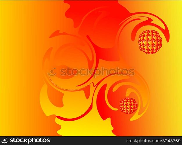 The ornate floral abstract in red and yellow