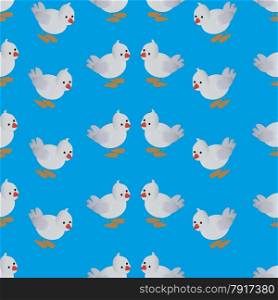The pattern for the background, composed of small grey birds . The blue background.