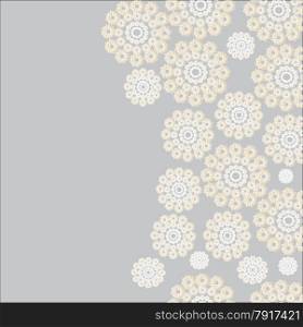 The pattern is composed of delicate wreaths of different sizes on a gray background