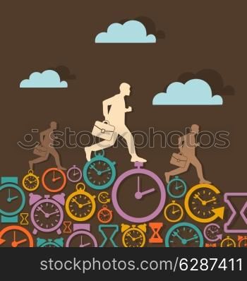The person is late in office. A vector illustration