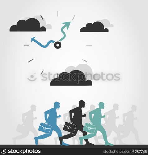 The person is late in office. A vector illustration