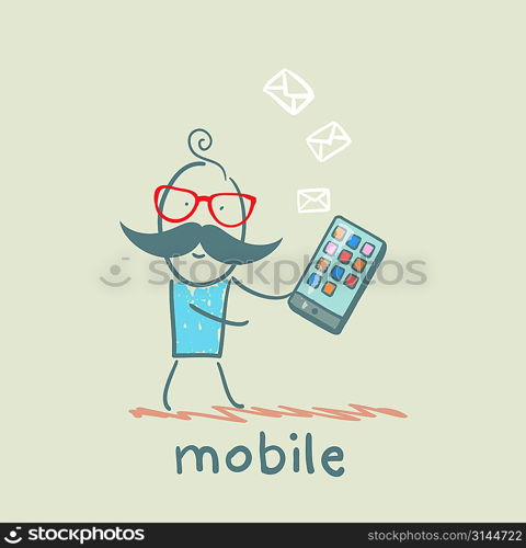 the person receives a message from a mobile