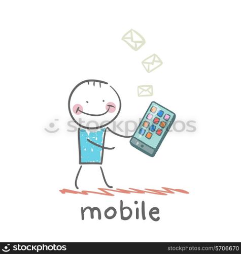 the person receives a message from a mobile