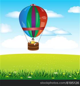 The Persons flying on air ball.Vector illustration. Air ball on floor
