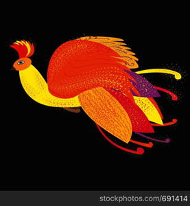 The Phoenix bird as a symbol of rebirth, vector illustration, the Firebird from Russian fairy tales
