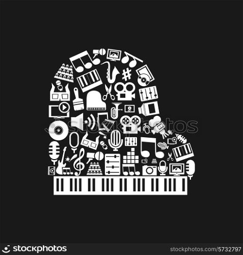 The piano made of art. A vector illustration