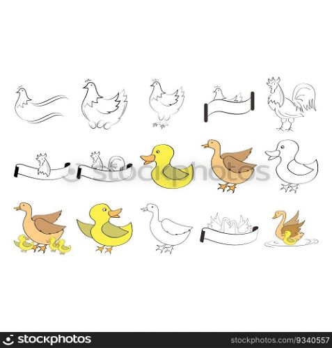 the poultry set icon vector illustration design