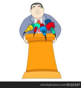 the presidential candidate was giving a speech with a smile full of authority. vector design illustration art
