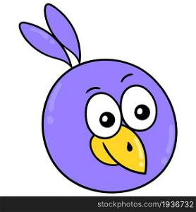 the purple bird head is smiling happily