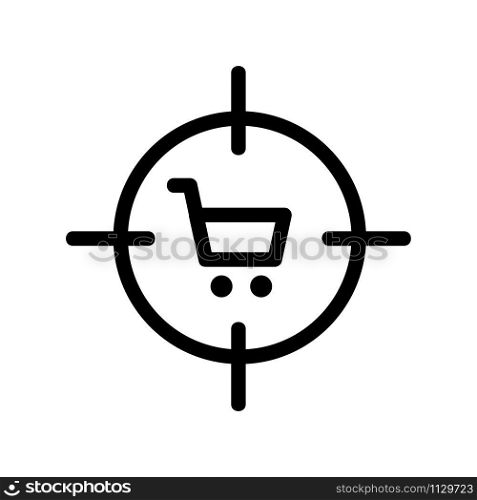 The purpose of buying an icon vector. A thin line sign. Isolated contour symbol illustration. The purpose of buying an icon vector. Isolated contour symbol illustration