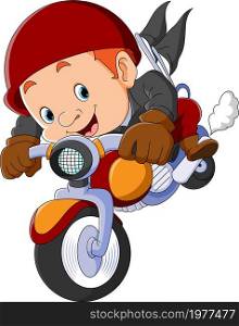 The racer boy with the fast motorcycle