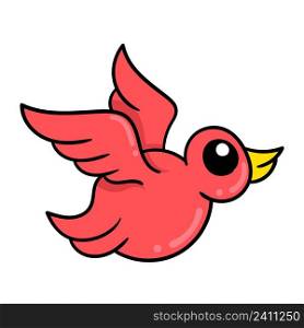 the red bird is flying in the beautiful sky