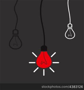 The red bulb means idea. A vector illustration