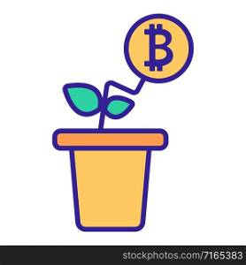 The rise of bitcoin icon vector. A thin line sign. Isolated contour symbol illustration. The rise of bitcoin icon vector. Isolated contour symbol illustration