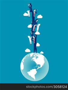 The rise of globe population. Concept business vector illustration, Growth, Up, World population.