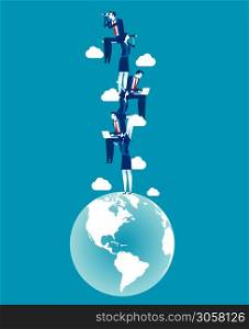 The rise of globe population. Concept business vector illustration, Growth, Up, World population.