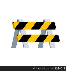 The road barrier. Parking fence. Striped yellow sign. Repair and construction. Warning about danger.. Road barrier. Parking fence.
